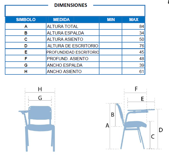 Silla Universitaria Butterfly