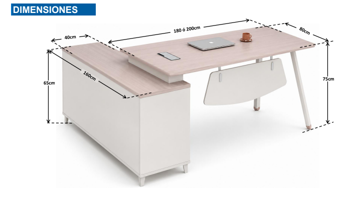 ESCRITORIO MERLIET EJECUTIVO (MUEBLE EN L)